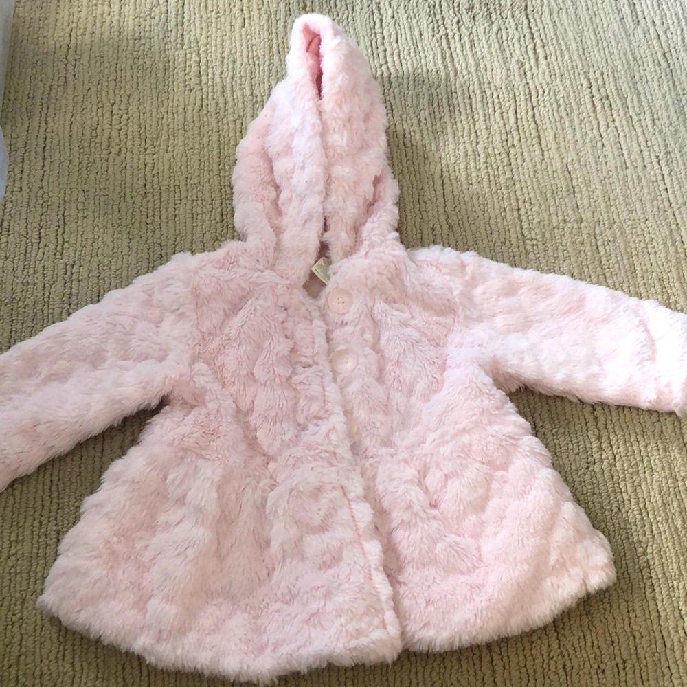 Powder pink faux fur jacket
